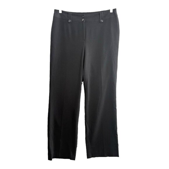 ATELIER Women Wide Leg Pants Sz 10 Black Trousers Office Career Work Casual 31-4 - Picture 1 of 12